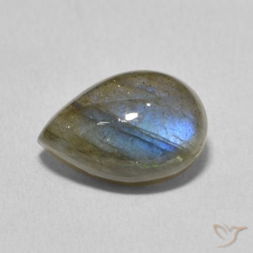 3.89ct Naturale Multicolore Labradorite, Forma a pera, Traslucido