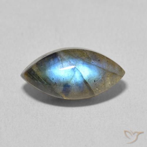 3.87ct Naturale Multicolore Labradorite, Taglio marquise, Traslucido