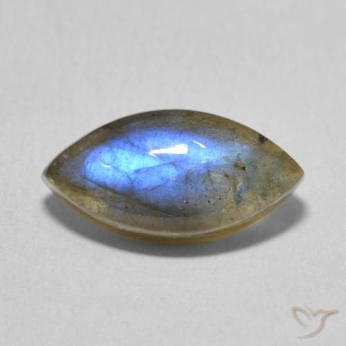 5.38ct Naturale Multicolore Labradorite, Taglio marquise, Traslucido