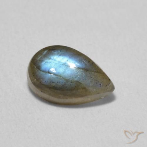 1.04ct Naturale Multicolore Labradorite, Forma a pera, Traslucido
