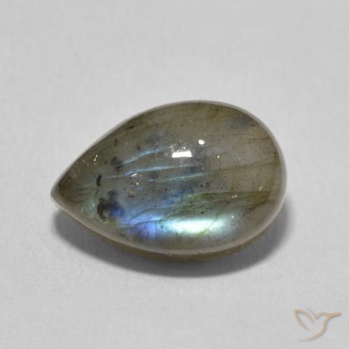 4.26ct Naturale Multicolore Labradorite, Forma a pera, Traslucido