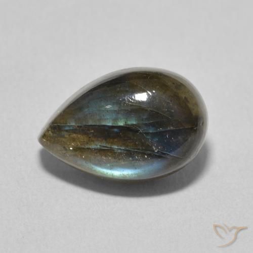 4.40ct Naturale Multicolore Labradorite, Forma a pera, Traslucido