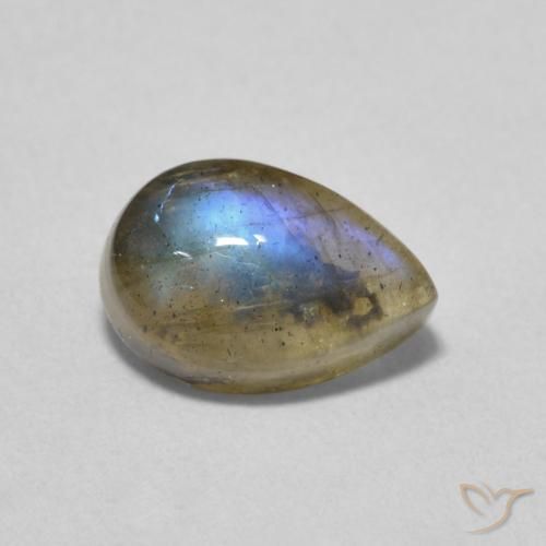 1.69ct Naturale Multicolore Labradorite, Forma a pera, Traslucido