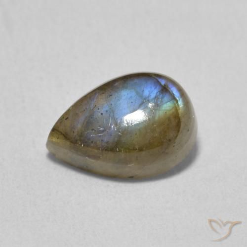 1.66ct Naturale Multicolore Labradorite, Forma a pera, Traslucido