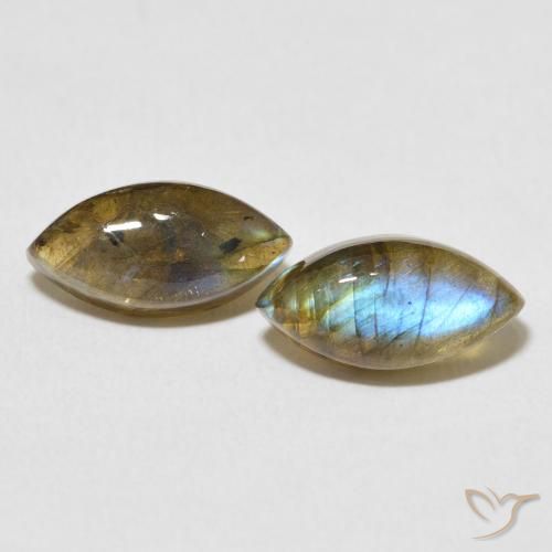 4.77ctw Naturale Multicolore Labradorite, Taglio marquise, Traslucido