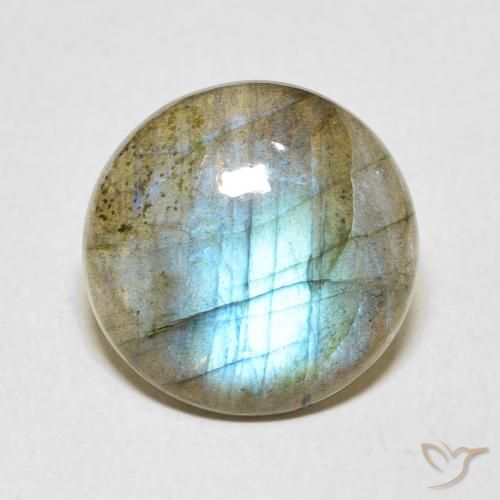 6.38ct Naturale Multicolore Labradorite, Rotondo, Traslucido