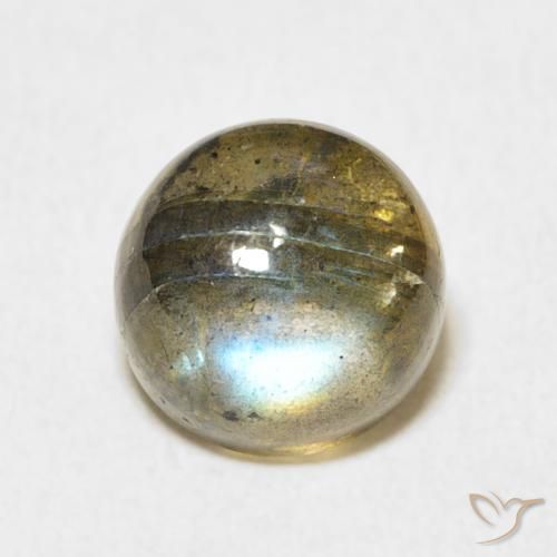 3.82ct Naturale Multicolore Labradorite, Rotondo, Traslucido