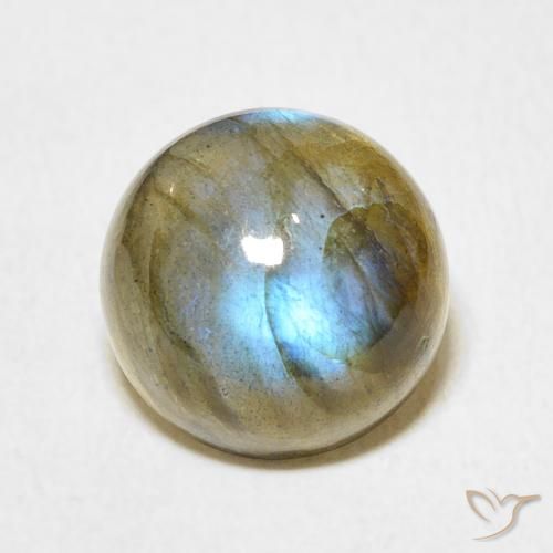 6.22ct Naturale Multicolore Labradorite, Rotondo, Traslucido