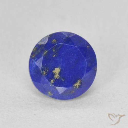 Lapislazzulo Blu medio naturale da 0.90 ct, Taglio rotondo, Opaco