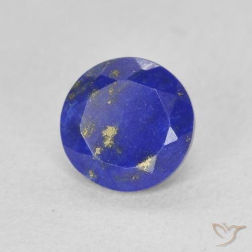 Lapislazzulo Blu medio naturale da 0.90 ct, Taglio rotondo, Opaco