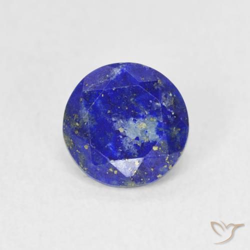 Lapislazzulo Blu medio naturale da 0.75 ct, Taglio rotondo, Opaco