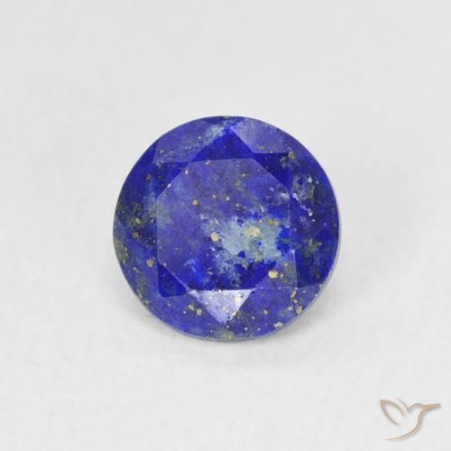 Lapislazzulo Blu medio naturale da 0.75 ct, Taglio rotondo, Opaco