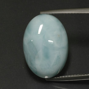 Larimar naturale blu da 12,97 ct, taglio ovale, opaco