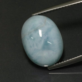 Larimar naturale verde da 9,28 ct, taglio ovale, opaco