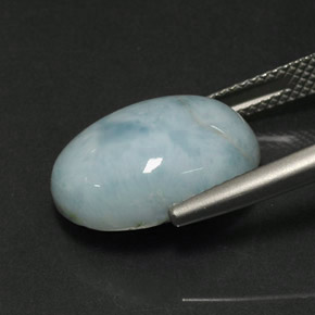 Larimar naturale verde da 9,28 ct, taglio ovale, opaco