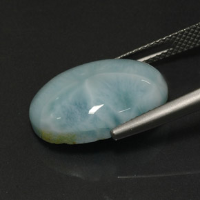 Larimar Blu verde naturale da 11.04 ct, Taglio ovale, Opaco