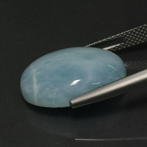 Larimar naturale blu da 12,46 ct, taglio ovale, opaco