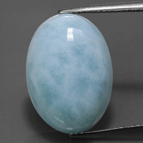 Larimar Verde blu naturale da 14.62 ct, Taglio ovale, Opaco