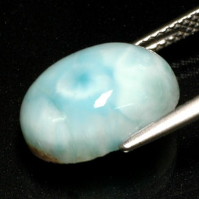 Larimar naturale blu da 7,39 ct, taglio ovale, opaco