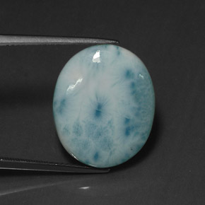 Larimar naturale blu da 12,07 ct, taglio ovale, opaco