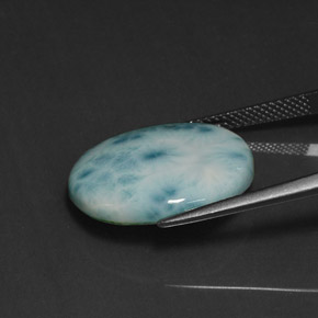 Larimar naturale blu da 12,07 ct, taglio ovale, opaco