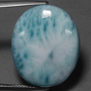 Larimar Verde chiaro naturale da 16.93 ct, Taglio ovale, Opaco