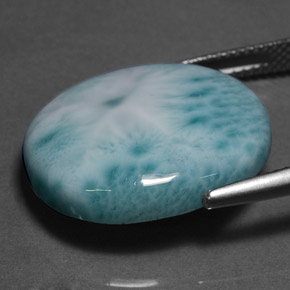 Larimar Verde chiaro naturale da 16.93 ct, Taglio ovale, Opaco