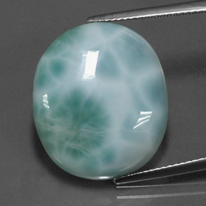 Larimar naturale blu da 19,66 ct, taglio ovale, opaco