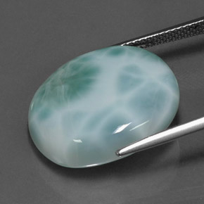 Larimar naturale blu da 19,66 ct, taglio ovale, opaco