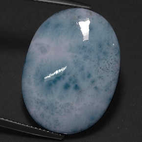 Larimar naturale blu da 17,92 ct, taglio ovale, opaco