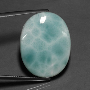 Larimar naturale blu da 31,53 ct, taglio ovale, opaco