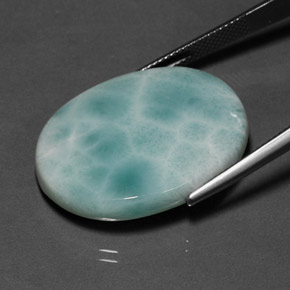 Larimar naturale blu da 31,53 ct, taglio ovale, opaco