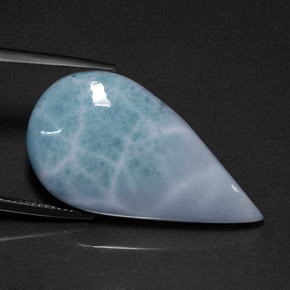 Larimar naturale blu da 20,12 ct, taglio a pera, opaco