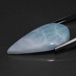 Larimar naturale blu da 20,12 ct, taglio a pera, opaco