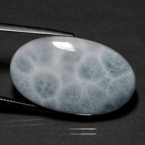 Larimar naturale verde da 32,38 ct, taglio ovale, opaco