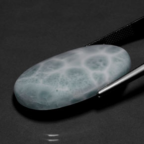 Larimar naturale verde da 32,38 ct, taglio ovale, opaco