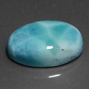 Larimar Verde blu naturale da 25.59 ct, Taglio ovale, Opaco