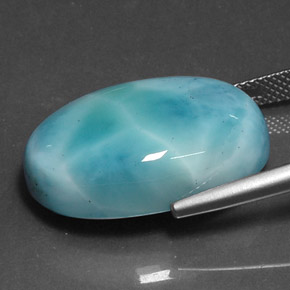 Larimar Verde blu naturale da 25.59 ct, Taglio ovale, Opaco