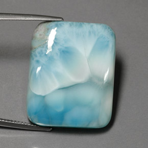 Larimar naturale blu da 48,62 ct, taglio a cuscino, opaco