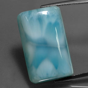 Larimar Verde blu naturale da 32.06 ct, Taglio a baguette, Opaco