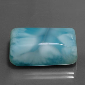 Larimar Verde blu naturale da 32.06 ct, Taglio a baguette, Opaco