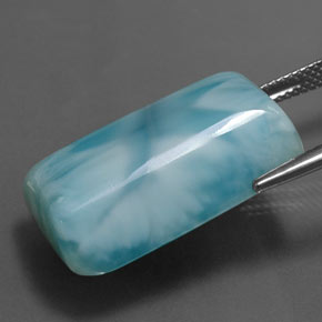 Larimar Verde blu naturale da 32.06 ct, Taglio a baguette, Opaco