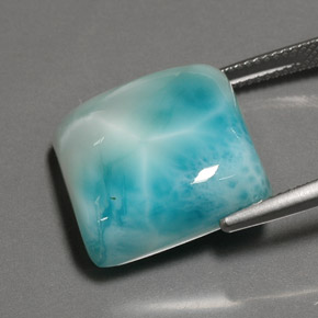 Larimar naturale blu da 25,97 ct, taglio a cuscino, opaco