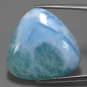 Larimar naturale blu da 27,83 ct, trillion, opaco