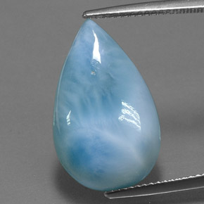 Larimar naturale blu da 11,31 ct, taglio a pera, opaco