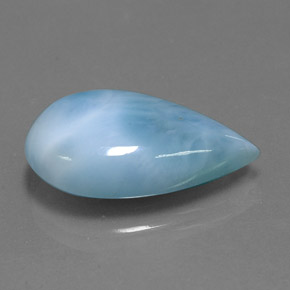 Larimar naturale blu da 11,31 ct, taglio a pera, opaco