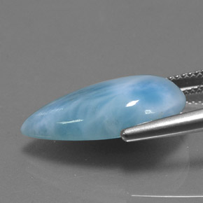 Larimar naturale blu da 11,31 ct, taglio a pera, opaco