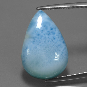 Larimar naturale blu da 18,19 ct, taglio a pera, opaco
