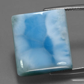 Larimar naturale blu da 31,65 ct, baguette, opaco