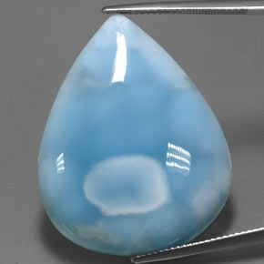 Larimar naturale blu da 52,05 ct, taglio a pera, opaco